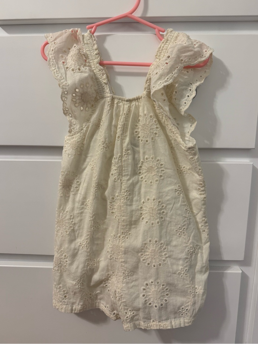 Toddler Girls' Cream Eyelet Dress - Unbranded